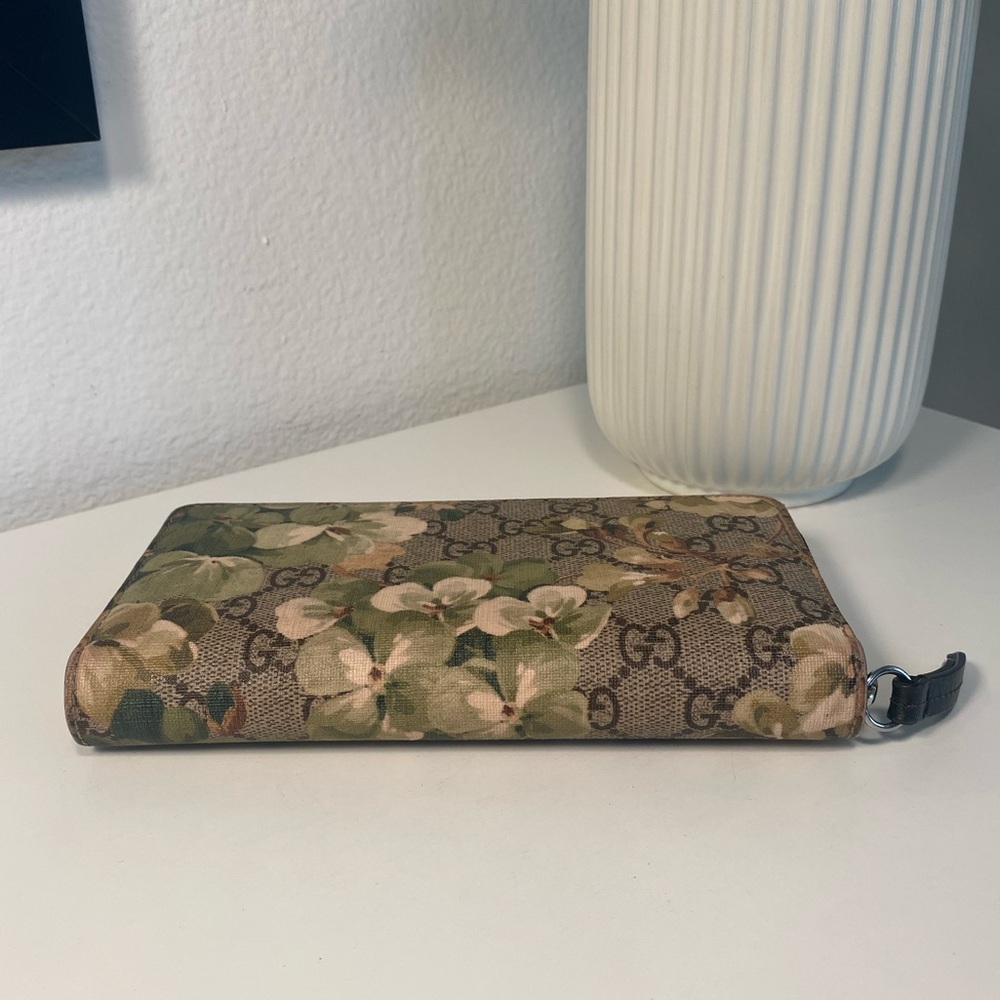 GUCCI Blooms Rare Supreme Green/Beige Zip Wallet - Picture 6 of 11